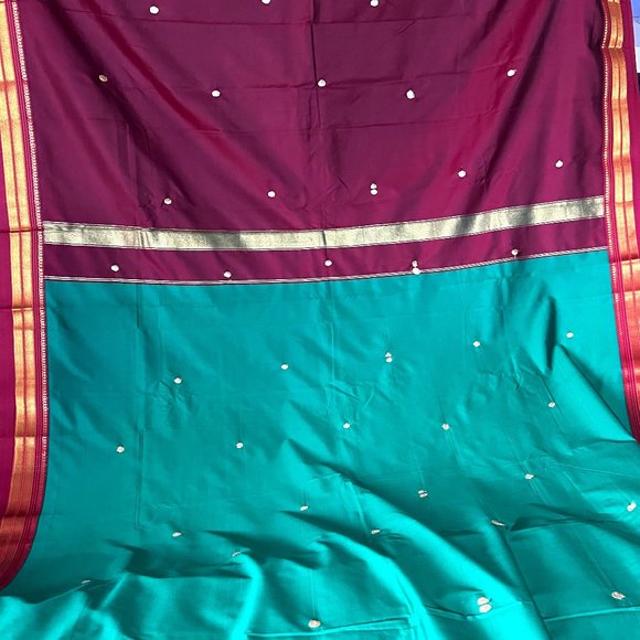 Babu Shah Other - Green and Red Soft Silk 6 Yard Saree